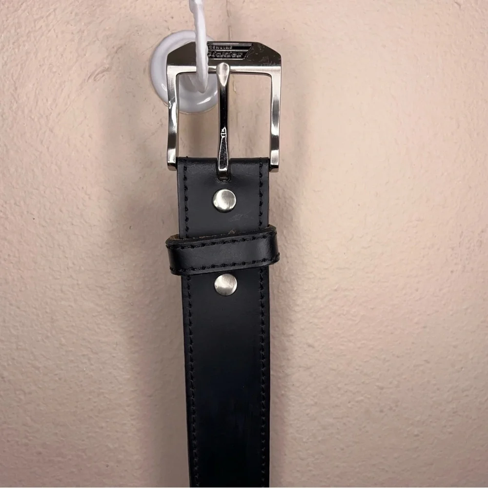 Size 36 Dickies Black Leather Belt Classic Silver Buckle